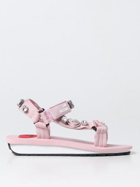 LOVE MOSCHINO: flat shoes for woman - Pink | Love Moschino flat shoes ...