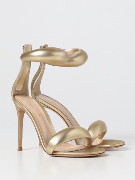 GIANVITO ROSSI: heeled sandals for woman - Gold | Gianvito Rossi heeled ...