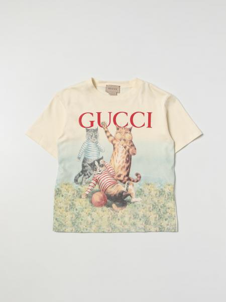 GUCCI: t-shirt for boys - Beige | Gucci t-shirt 575114XJEZR online on ...