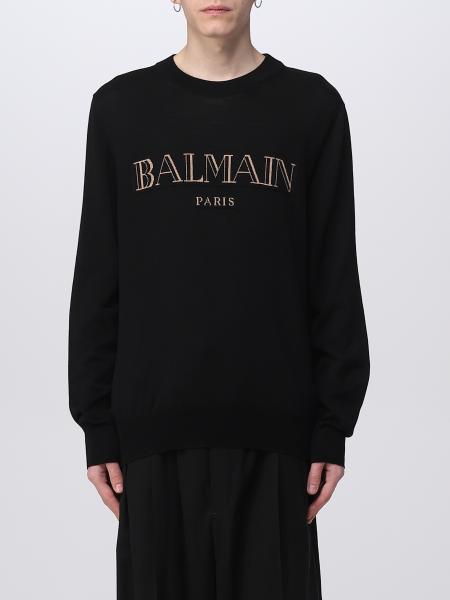 BALMAIN: sweater for man - Black | Balmain sweater AH0KD000KE60 online ...