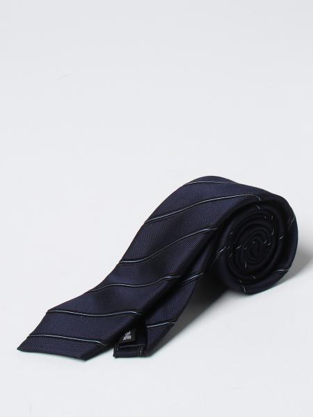 Cravatta Giorgio Armani in seta con righe ricamate a filo