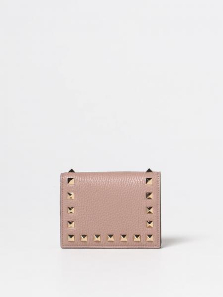 VALENTINO GARAVANI: Rockstud wallet in nappa leather - Blush Pink ...