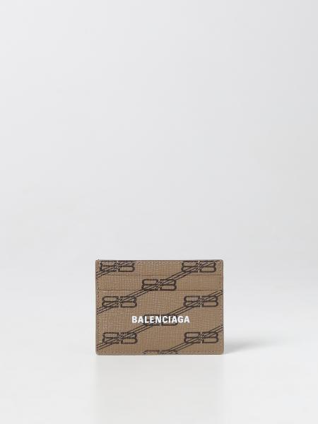 Portacarte di credito Balenciaga in cotone spalmato con monogram all over