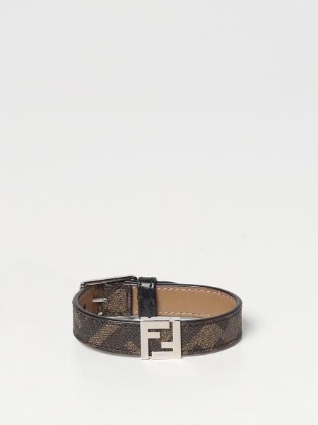 Fendi bracelet in leather and coated cotton with FF monogram