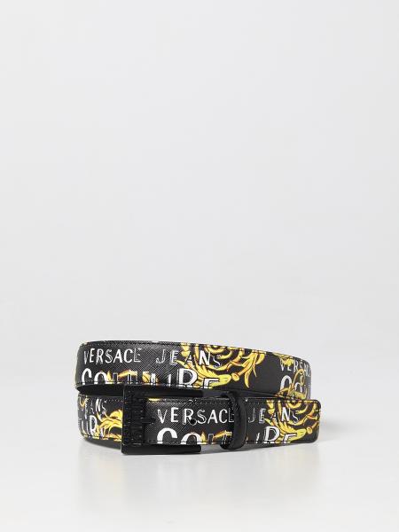 Baroque Versace Jeans Couture belt in synthetic saffiano leather with all over logo