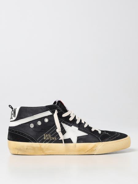 GOLDEN GOOSE: Mid Star sneakers in used suede and nylon - Black ...