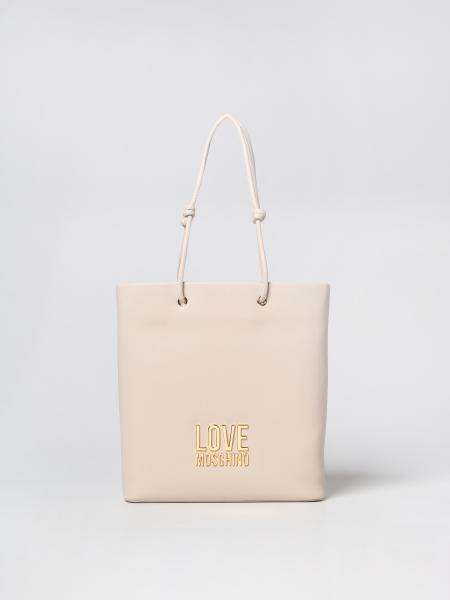LOVE MOSCHINO: tote bags for woman - Ivory | Love Moschino tote bags ...