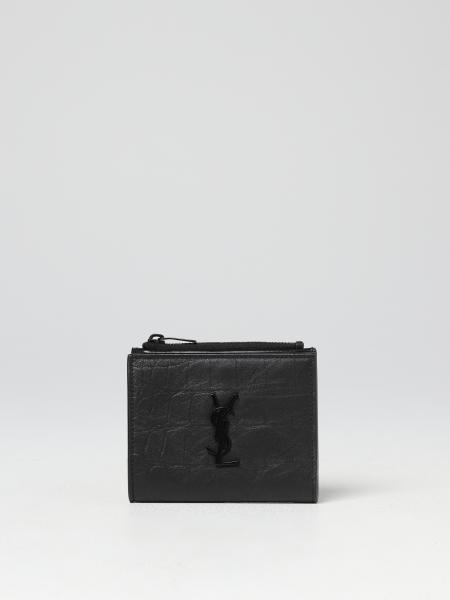 SAINT LAURENT: crocodile print leather wallet - Black  Saint Laurent wallet  6077381JB0E online on