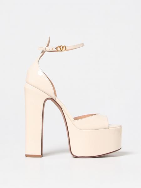 VALENTINO GARAVANI: heeled sandals for woman - Ivory | Valentino ...