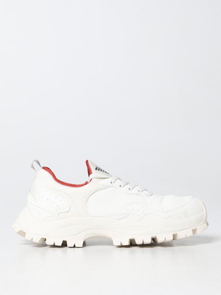 EMPORIO ARMANI: sneakers in fabric and synthetic leather - White ...
