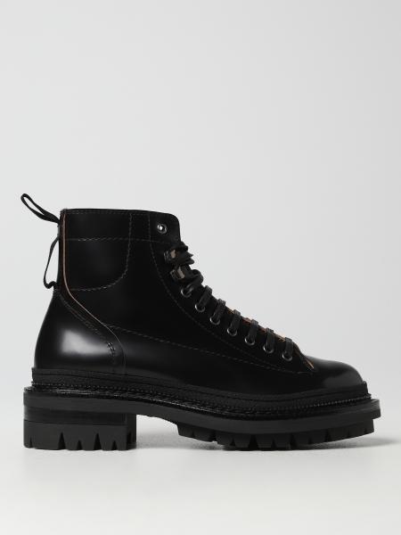 DSQUARED2: George Hiking ankle boots in shiny leather - Black ...