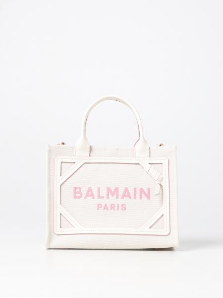 BALMAIN: B-Army bag in canvas and leather - Beige | Balmain handbag ...