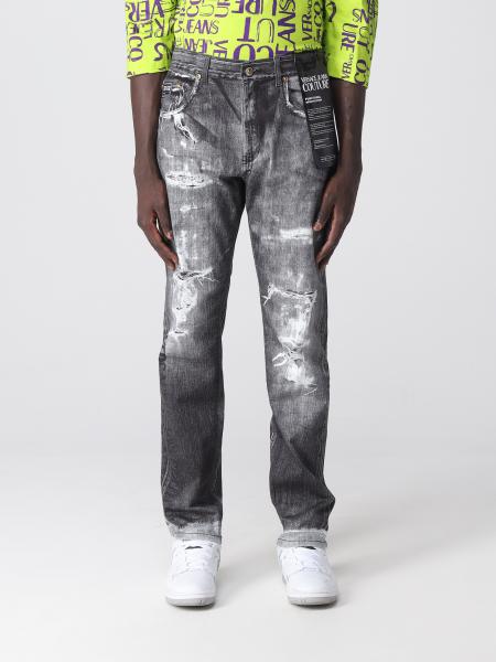 VERSACE JEANS COUTURE: jeans in stretch denim - Black | Versace Jeans ...