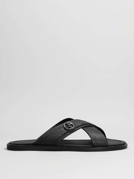 GIORGIO ARMANI: sandals for man - Black | Giorgio Armani sandals ...
