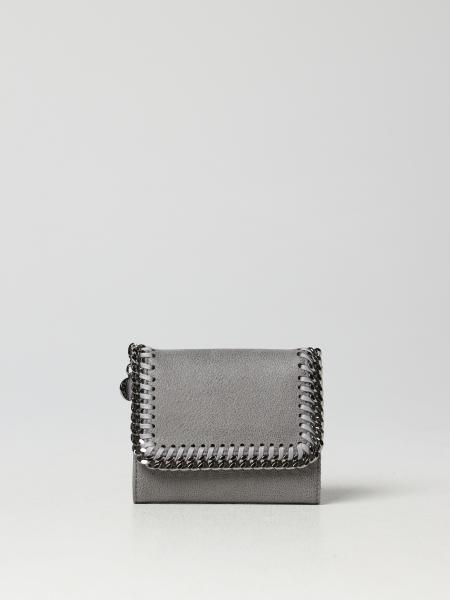 STELLA MCCARTNEY: Falabella wallet in cracklè synthetic leather - Grey ...