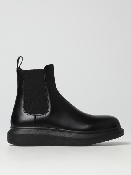 ALEXANDER MCQUEEN: leather ankle boots - Black | Alexander McQueen ...