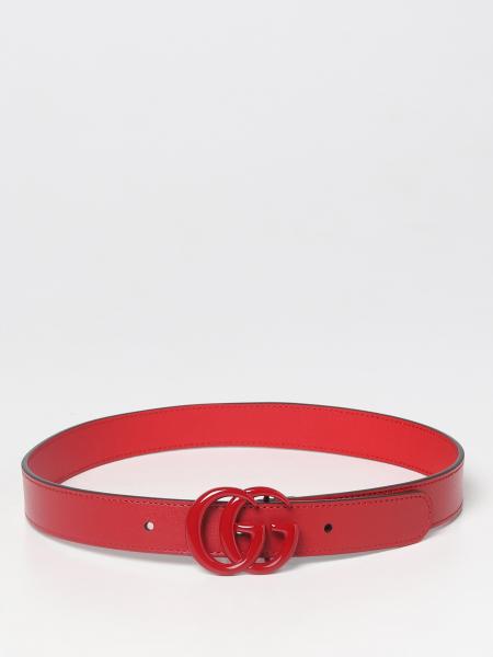 GUCCI: belt in micro grained leather - Red  Gucci belt 43270718YXV online  at
