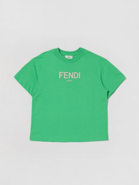 FENDI KIDS: cotton t-shirt - Straw Yellow | Fendi Kids t-shirt