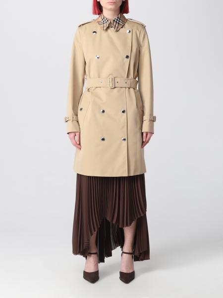 BURBERRY: trench coat in cotton gabardine - Beige | Burberry trench ...