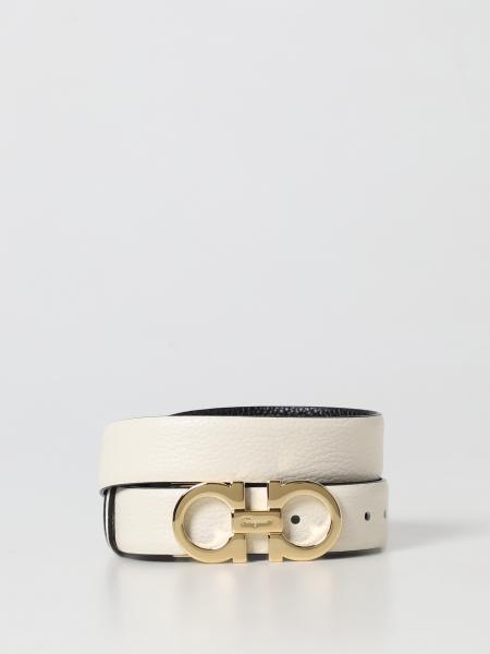 Ferragamo belt white shop and gold cheap