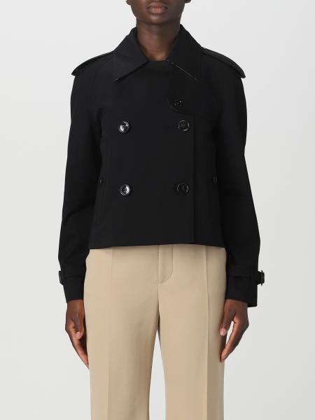 BURBERRY: trench coat in cotton - Black | Burberry jacket 8072849