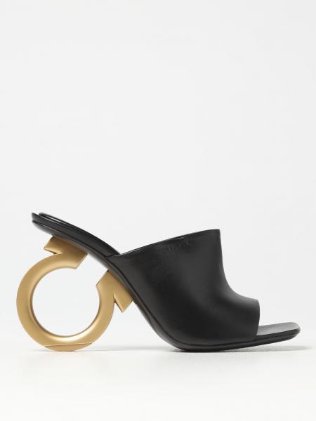 FERRAGAMO: Astro leather mules - Black | Ferragamo heeled sandals ...