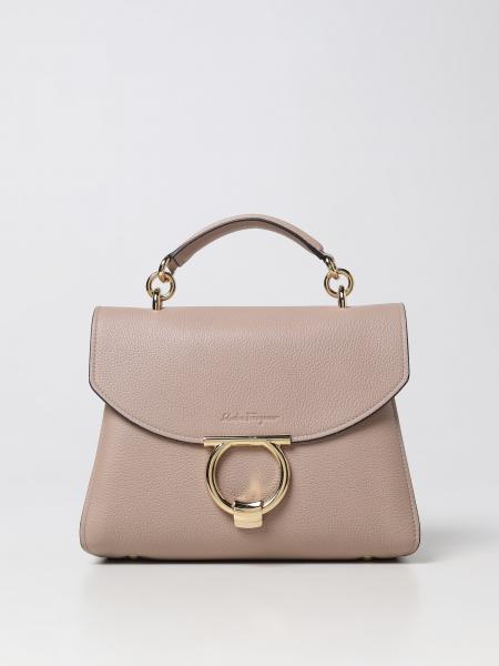 FERRAGAMO: Gancini leather bag - Beige | Ferragamo handbag 21H493 ...