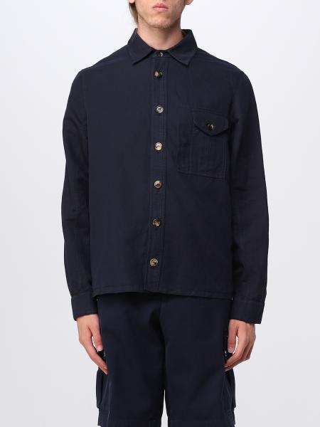 BRUNELLO CUCINELLI: overshirt in gabardine - Blue | Brunello Cucinelli ...