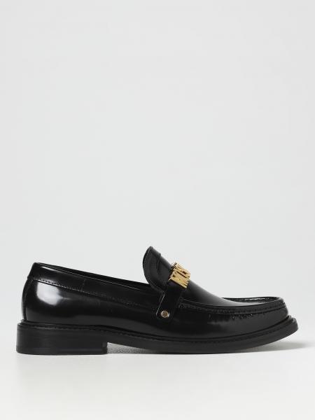 MOSCHINO COUTURE: moccasins in brushed leather - Black | Moschino ...