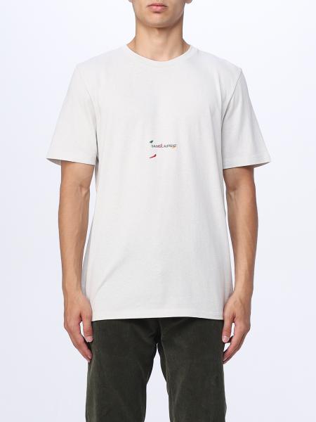 SAINT LAURENT: cotton jersey T-shirt with logo - White | Saint