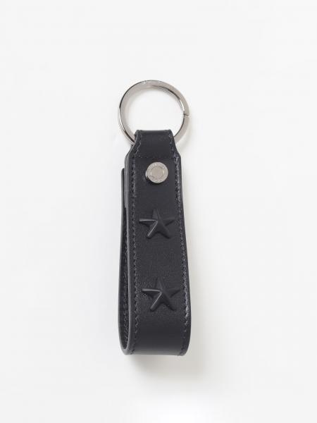 leather key ring with stars - Black