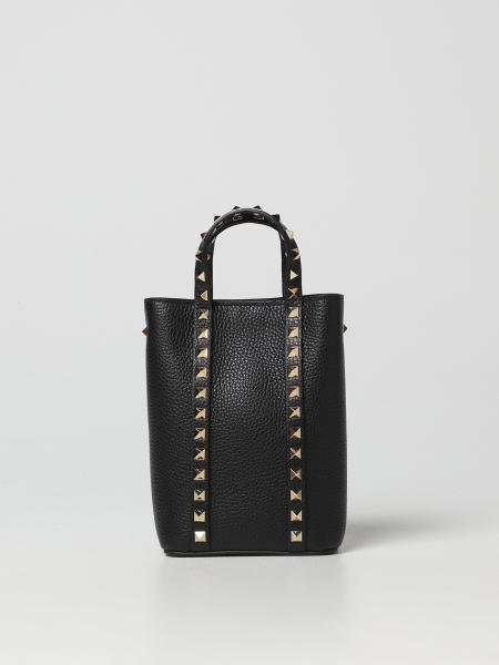 Rockstud Leather Tote Bag in Black - Valentino Garavani