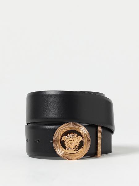 Versace Calf Leather Round Medusa Emblem Buckle Adjustable Belt