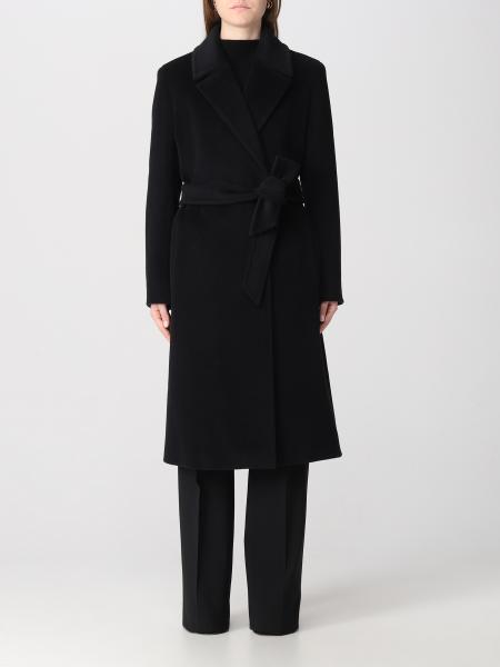 MAX MARA: coat in wool - Black | Max Mara coat 2360161233600 online at ...