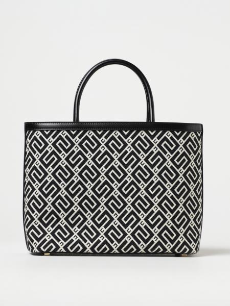ELISABETTA FRANCHI: bag in jacquard fabric with logo - Black ...
