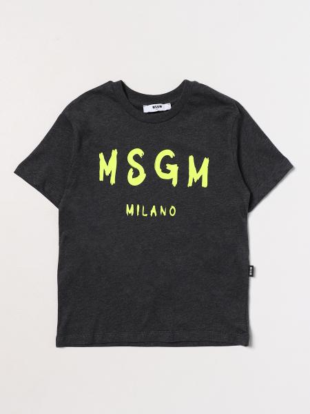 MSGM KIDS: cotton t-shirt with logo - Grey | Msgm Kids t-shirt