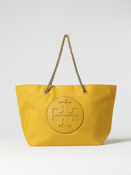 TORY BURCH: bag in nylon and leather - Yellow | Tory Burch tote