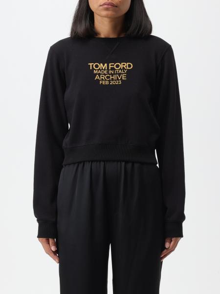 TOM FORD: cotton sweatshirt with print - Black  Tom Ford sweatshirt  FLJ055FAX769 online at