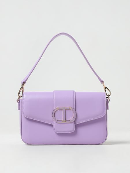 TWINSET: Amie bag in leather - Lavander | Twinset shoulder bag ...