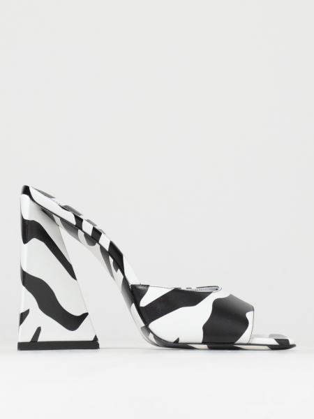 THE ATTICO: Devon mules in printed leather - White | The Attico heeled ...