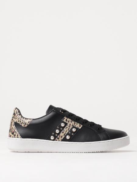 TWINSET: sneakers in leather with rhinestones and synthetic pearls ...