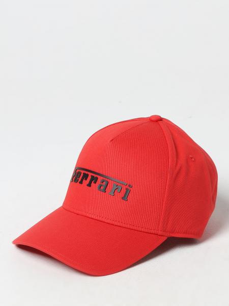 FERRARI CAPPELLO: Cappello in cotone con logo stampato, Cappello Ferrari  uomo - 20403 Rosso