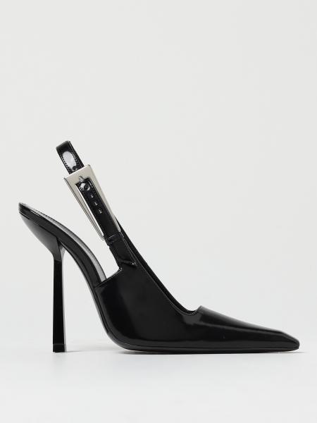 SAINT LAURENT: Lee slingbacks in brushed leather - Black | Saint ...