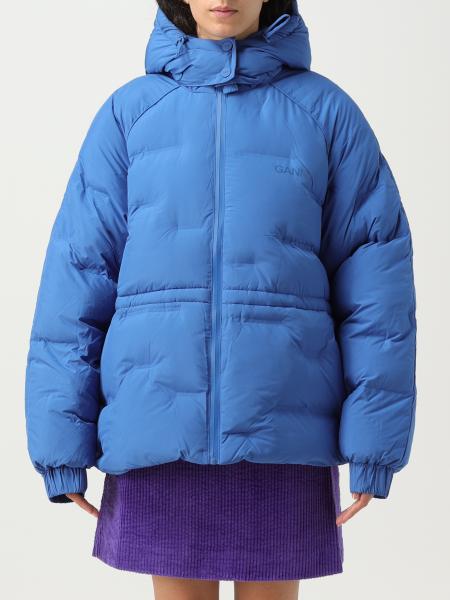 GANNI: down jacket in recycled nylon - Cobalt | Ganni jacket F8661 ...