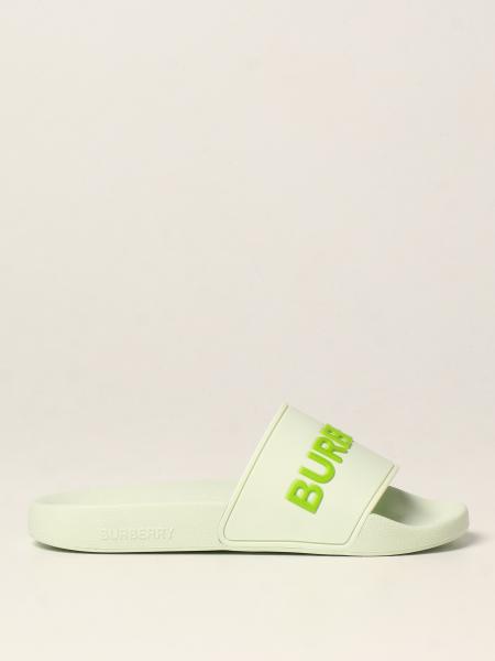 BURBERRY: rubber slides - Green | Burberry flat sandals 8047852 online on  