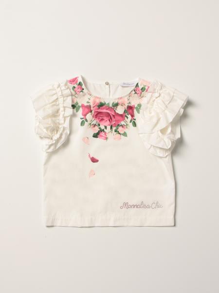 Monnalisa cotton T-shirt with rouches