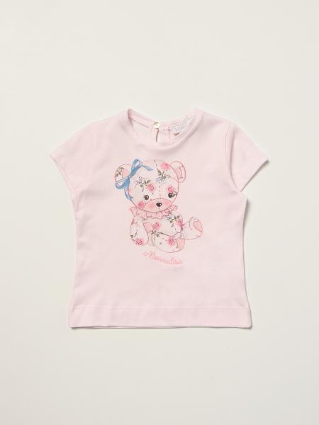 Monnalisa cotton t-shirt with teddy bear and flowers