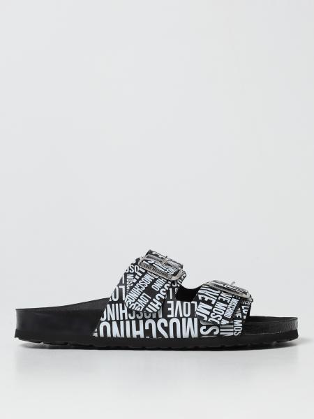 Love Moschino leather sandals with all over logo
