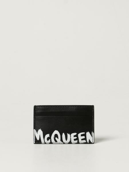 Alexander McQueen leather credit card holder with Graffiti logo