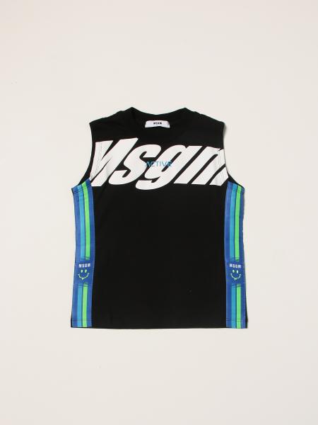 Active Msgm Kids cotton tank top with logo